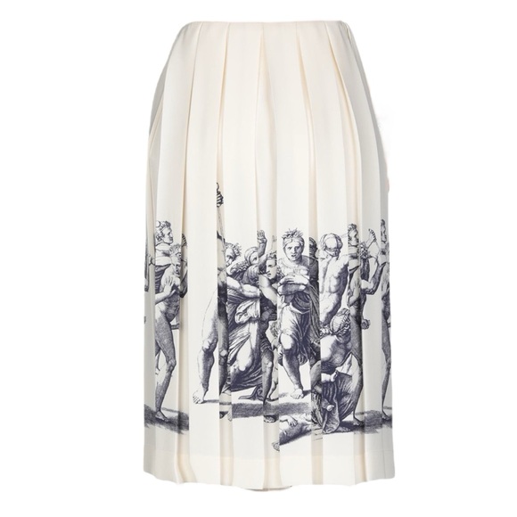 CÉLINE ETCHING PRINT SILK MIDI PLEATED WRAP SKIRT SIZE 40 BY PHOEBE PHILO - Picture 4 of 11